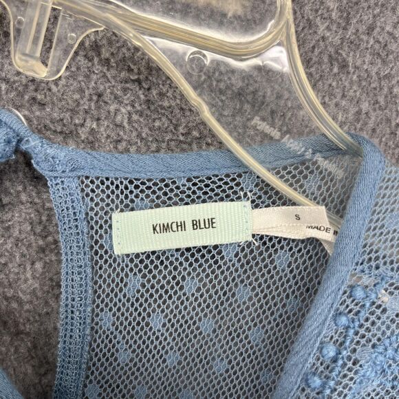Kimchi Blue Dress Womens Small Blue Embroidered Lace Mesh Boho Flare Lined - Picture 9 of 16